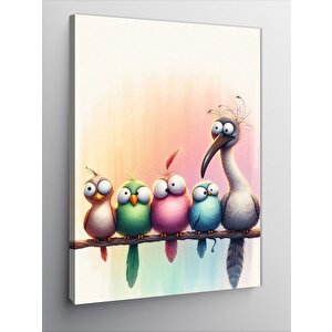 Kanvas Tablo Teldeki Renkli Kuşlar 100x140 cm
