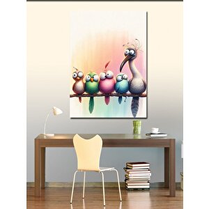 Kanvas Tablo Teldeki Renkli Kuşlar 100x140 cm