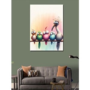 Kanvas Tablo Teldeki Renkli Kuşlar 100x140 cm