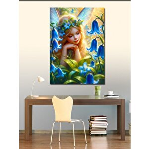 Kanvas Tablo Peri Kızı Ve Mavi Çiçekler 100x140 cm
