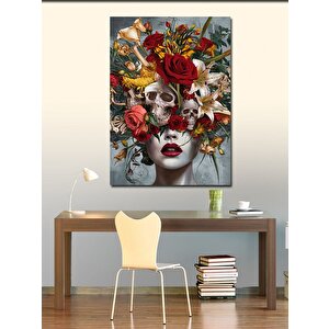 Kanvas Tablo Kadın Ve Çiçekler 100x140 cm