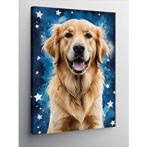 Kanvas Tablo Yıldızlı Fon Köpek
