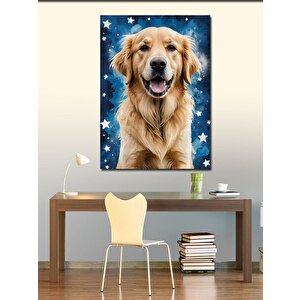 Kanvas Tablo Yıldızlı Fon Köpek