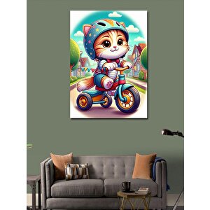 Kanvas Tablo Üç Tekerlekli Bisiklet Ve Kedi 70x100 cm