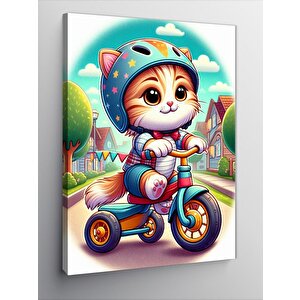 Kanvas Tablo Üç Tekerlekli Bisiklet Ve Kedi