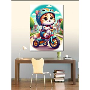 Kanvas Tablo Üç Tekerlekli Bisiklet Ve Kedi