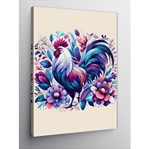Kanvas Tablo Horoz Ve Çiçekler 70x100 cm