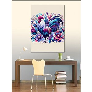 Kanvas Tablo Horoz Ve Çiçekler 70x100 cm