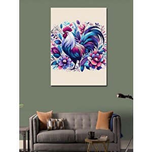 Kanvas Tablo Horoz Ve Çiçekler 70x100 cm