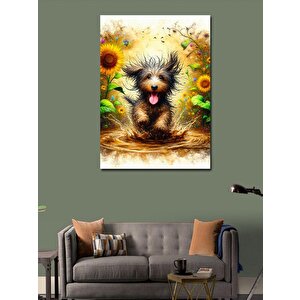 Kanvas Tablo Çamurda Koşan  Köpek