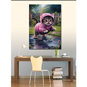 Kanvas Tablo Suyla Oynayan Kedi 70x100 cm