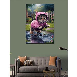 Kanvas Tablo Suyla Oynayan Kedi 70x100 cm