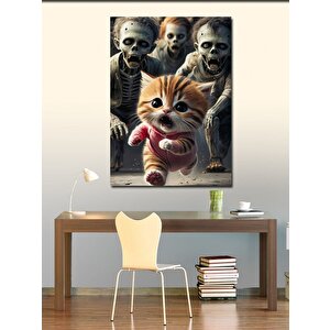 Kanvas Tablo Zombiler Ve Yavru Kedi