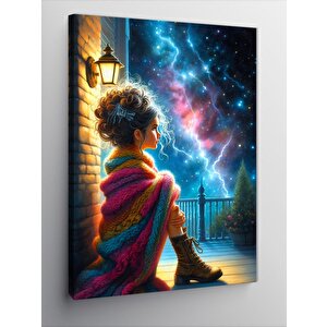 Kanvas Tablo Çiçek Şapkalı Kadın 100x140 cm
