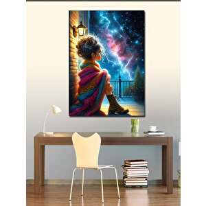 Kanvas Tablo Çiçek Şapkalı Kadın 100x140 cm