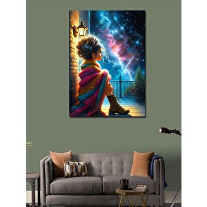 Kanvas Tablo Çiçek Şapkalı Kadın 100x140 cm