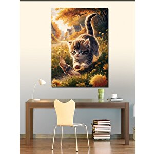 Kanvas Tablo Kelebek Ve Kedi