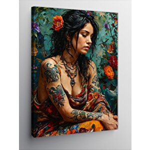 Kanvas Tablo Sevimli Kız Çocuğu Ve Yavru Kedisi 100x140 cm