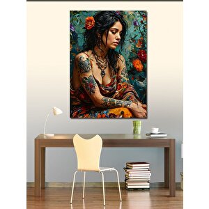 Kanvas Tablo Sevimli Kız Çocuğu Ve Yavru Kedisi 100x140 cm