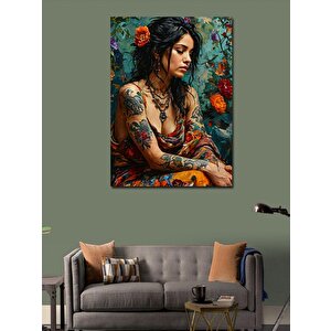 Kanvas Tablo Sevimli Kız Çocuğu Ve Yavru Kedisi 70x100 cm