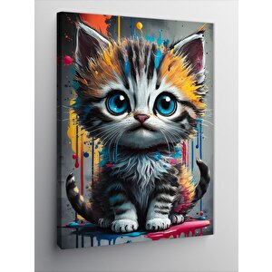 Kanvas Tablo Mavi Gözlü Kedi 70x100 cm