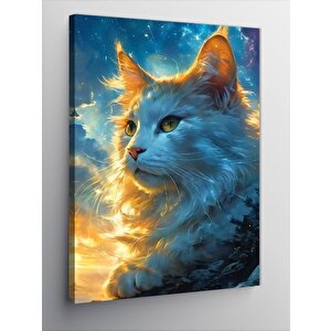 Kanvas Tablo Beyaz Kedi Ve Mavi Gökyüzü
