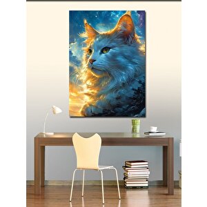 Kanvas Tablo Beyaz Kedi Ve Mavi Gökyüzü