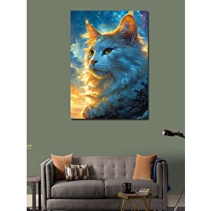 Kanvas Tablo Beyaz Kedi Ve Mavi Gökyüzü