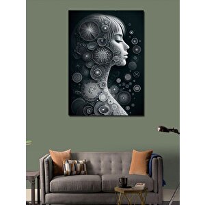 Kanvas Tablo Pembe Çiçekler Ve Baykuş 100x140 cm