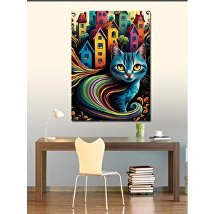Kanvas Tablo Şehir Ve Kedi 70x100 cm