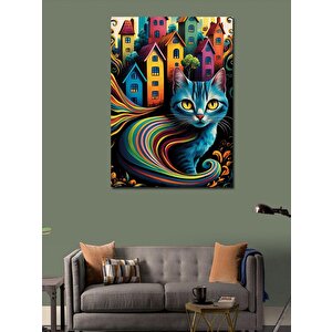 Kanvas Tablo Şehir Ve Kedi 70x100 cm