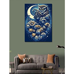 Kanvas Tablo Baykuş Ve Kediler 70x100 cm