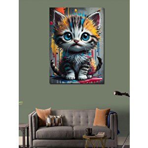 Kanvas Tablo Mavi Gözlü Kedi