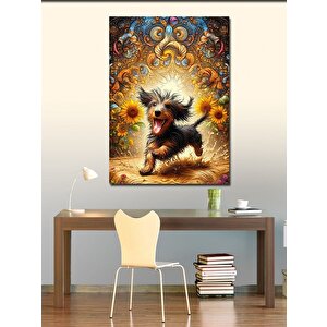 Kanvas Tablo Koşan Sevimli Köpek 100x140 cm