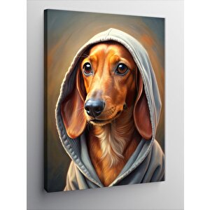 Kanvas Tablo Beyaz Kapşonlu Köpek 70x100 cm