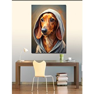 Kanvas Tablo Beyaz Kapşonlu Köpek 70x100 cm