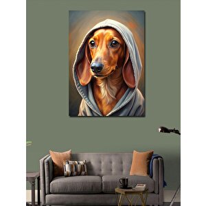 Kanvas Tablo Beyaz Kapşonlu Köpek 70x100 cm
