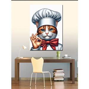 Kanvas Tablo Aşçı Şef Kedi 70x100 cm