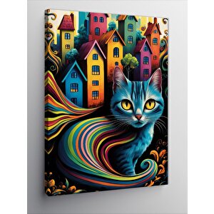 Kanvas Tablo Şehir Ve Kedi