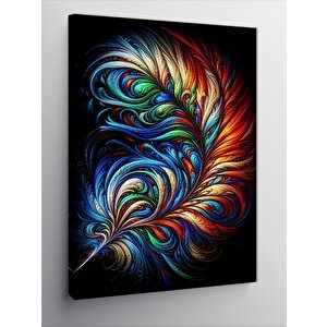 Kanvas Tablo Renkli Kuş Tüyü 100x140 cm