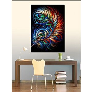 Kanvas Tablo Renkli Kuş Tüyü 100x140 cm