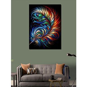 Kanvas Tablo Renkli Kuş Tüyü 100x140 cm