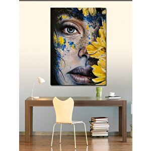 Kanvas Tablo Sarık Çiçek Ve Kadın Suratı 100x140 cm