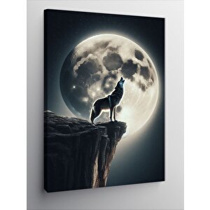 Kanvas Tablo Dolunay Ve Kurt 70x100 cm