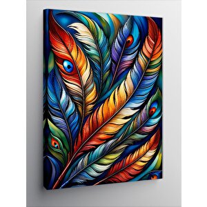Kanvas Tablo Renkli Kuş Tüyleri 70x100 cm