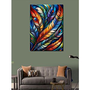 Kanvas Tablo Renkli Kuş Tüyleri 70x100 cm