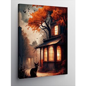 Kanvas Tablo Boyalı Kedi Yüzü 70x100 cm