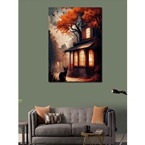 Kanvas Tablo Boyalı Kedi Yüzü 70x100 cm