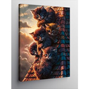 Kanvas Tablo Çatıdaki Yavru Kediler 100x140 cm