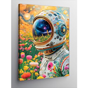 Kanvas Tablo Astronot Ve Çiçekler